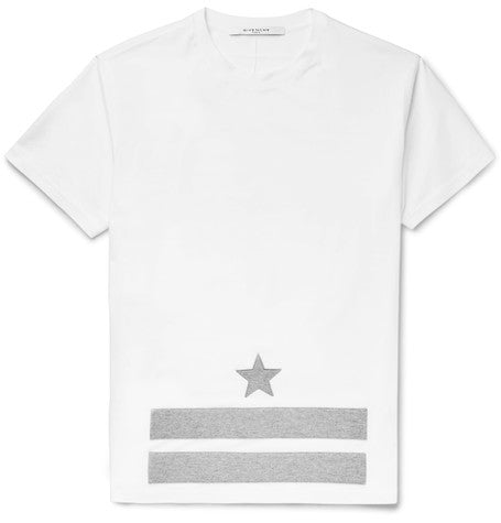 columbian fit appliqued cotton jersey t shirt