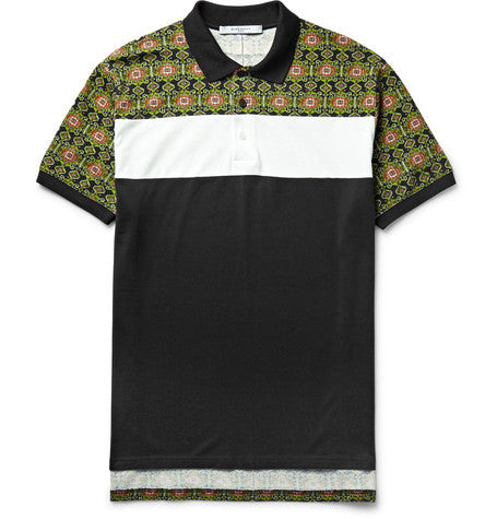 columbian fit panelled cotton polo shirt