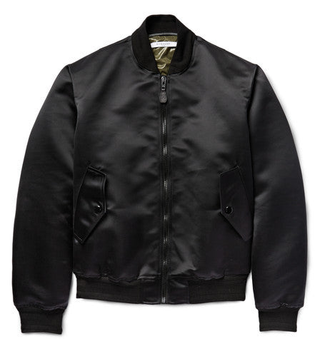 padded satin bomber jacket