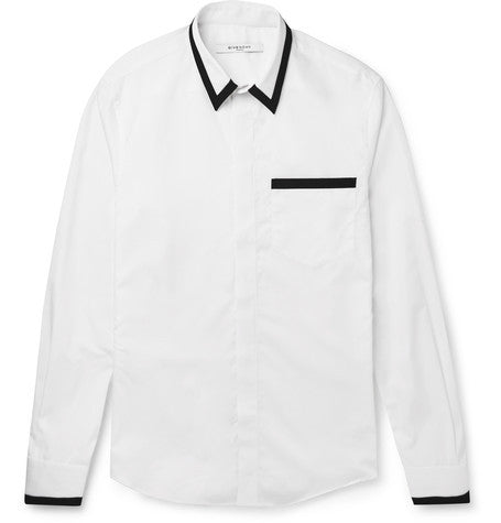 contrast trimmed cotton poplin shirt