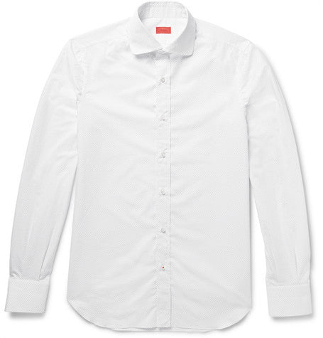 slim fit pin dot cotton shirt