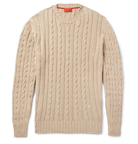 cable knit cotton and cashmere blend sweater