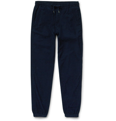 tapered drawcord cotton corduroy trousers