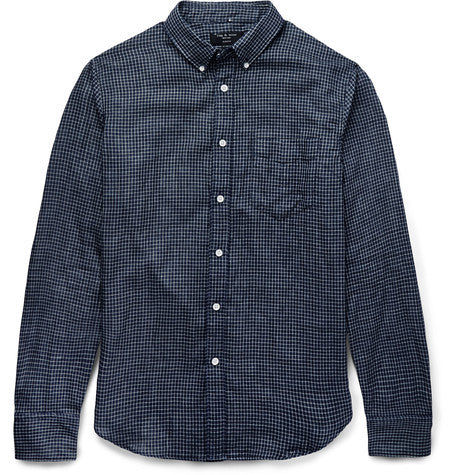 yokohama slim fit checked brushed cotton shirt