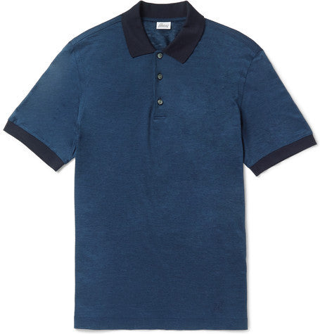 linen and silk blend polo shirt