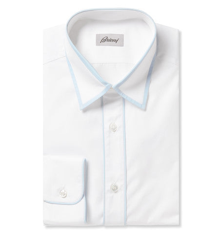 white piped cotton shirt