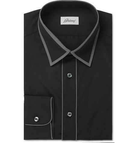 black piped cotton shirt