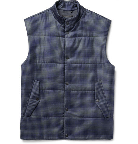 london quilted checked wool gilet