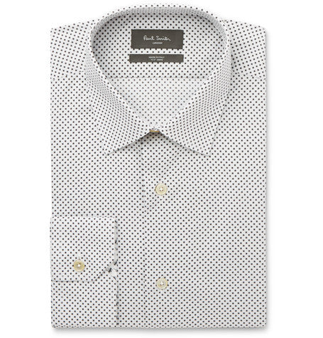 london soho slim fit star print cotton shirt