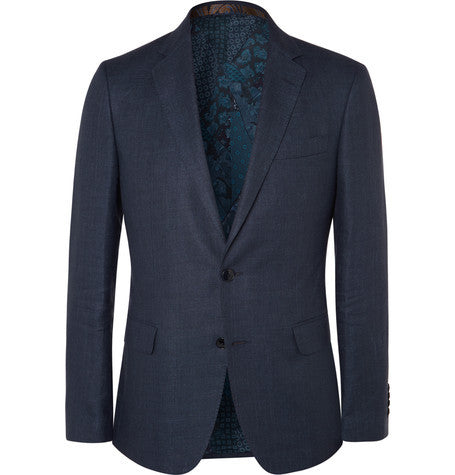 navy hemp and cotton blend suit jacket