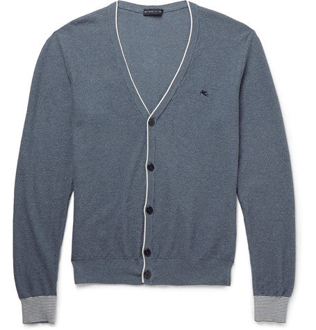 slim fit cotton and cashmere blend cardigan