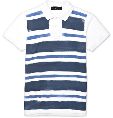 slim fit painted cotton pique polo shirt