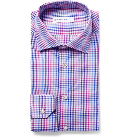mercurio slim fit checked cotton poplin shirt