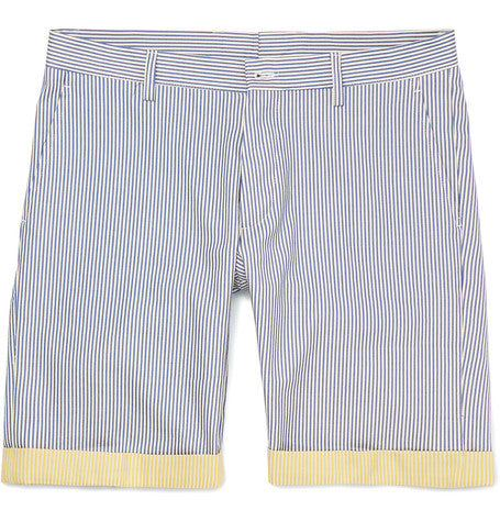 slim fit striped cotton shorts