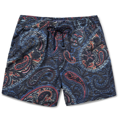 paisley print mid length swim shorts