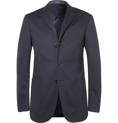 navy slim fit cotton blazer