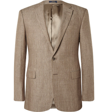 brown slim fit linen blazer