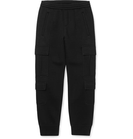 tapered bonded jersey cargo trousers