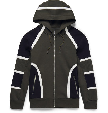 military colour block bonded jersey hoodie