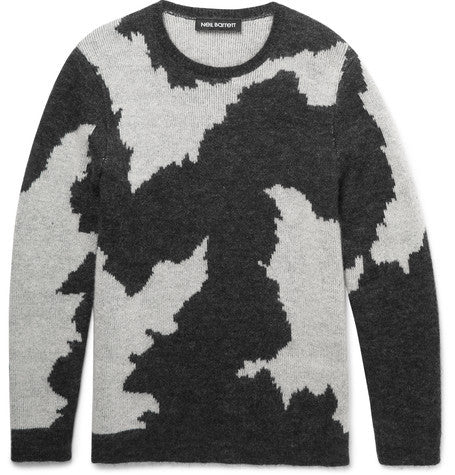 slim fit patterned knitted sweater