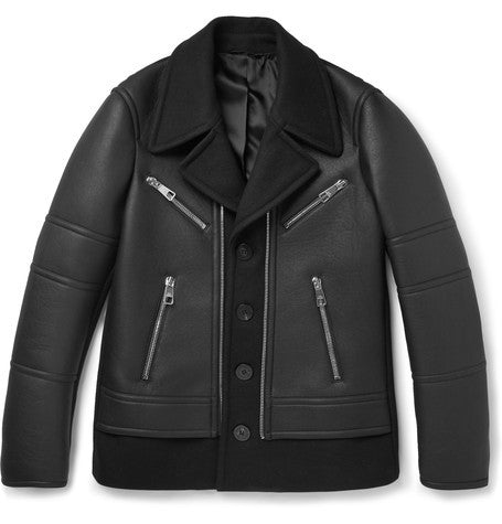 leather and wool blend jacket