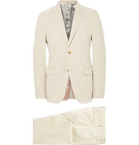 ecru monaco slim fit stretch cotton suit