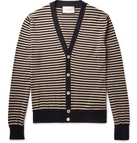 striped cotton and cashmere blend cardigan