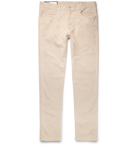 slim fit stretch cotton corduroy trousers