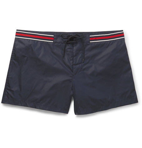 webbing trimmed short length swim shorts