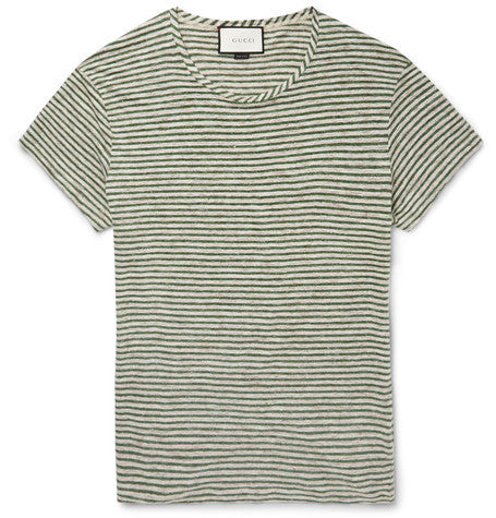 slim fit striped linen t shirt