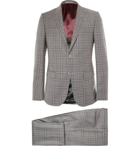 grey monaco slim fit checked wool suit