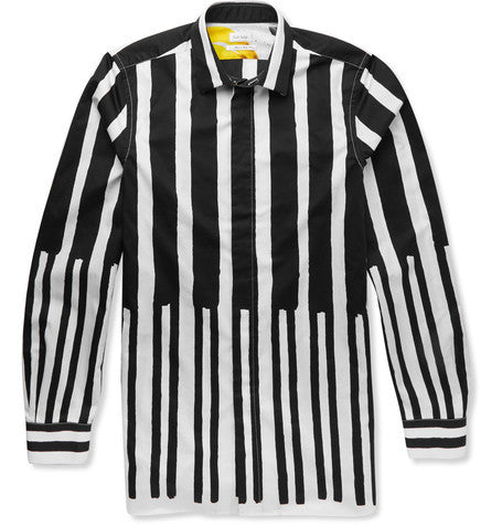 slim fit striped cotton twill shirt