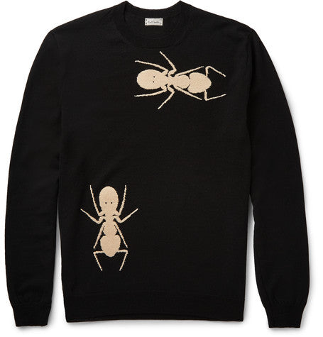 ant intarsia merino wool sweater