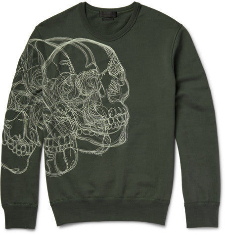 skull embroidered loopback cotton jersey sweatshirt