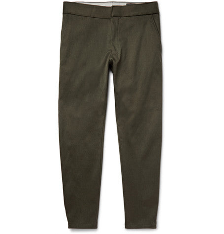 skinny fit stretch drill trousers