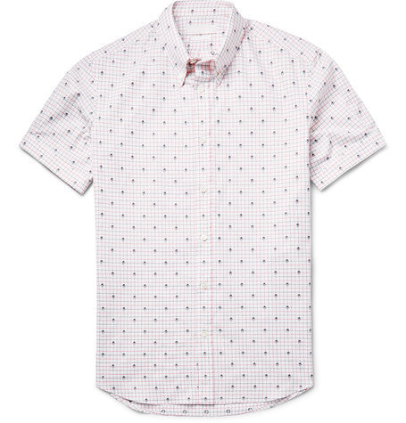 slim fit skull jacquard cotton shirt