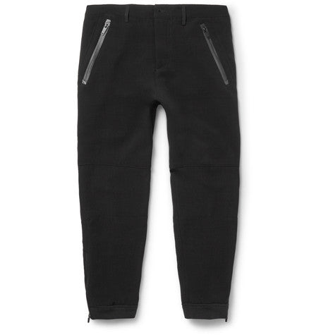 tapered zipped cuff crepe trousers