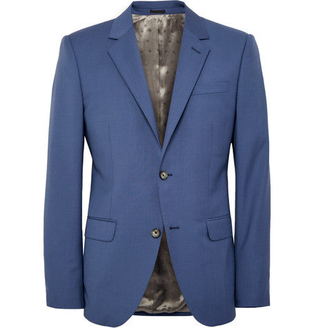 cobalt slim fit wool and mohair blend suit jacket