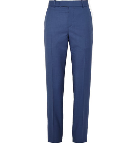 cobalt slim fit wool and mohair blend trousers