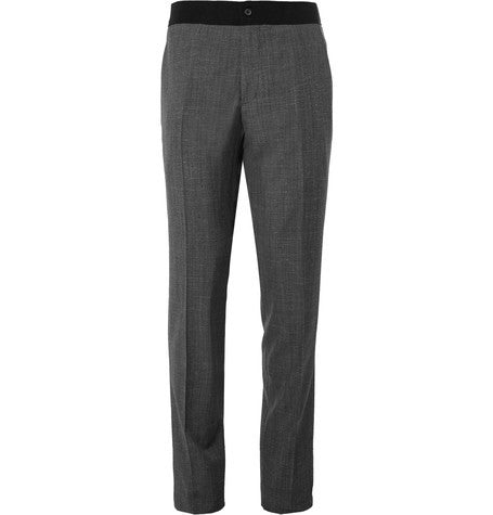 slim fit houndstooth wool trousers