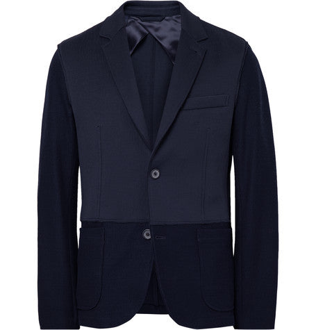 navy slim fit scuba jersey and cotton blend blazer