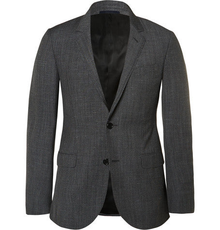 charcoal slim fit melange wool suit jacket