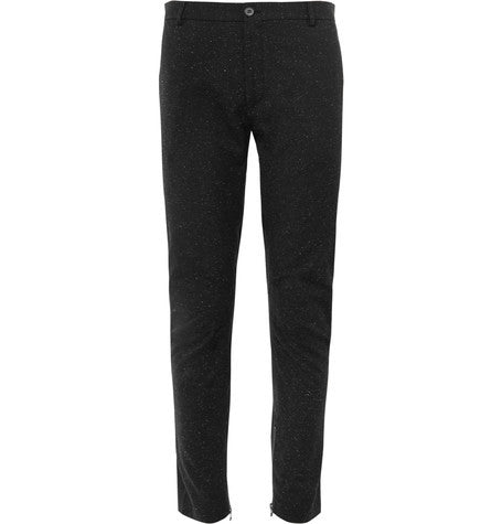 tapered slub wool and silk blend trousers