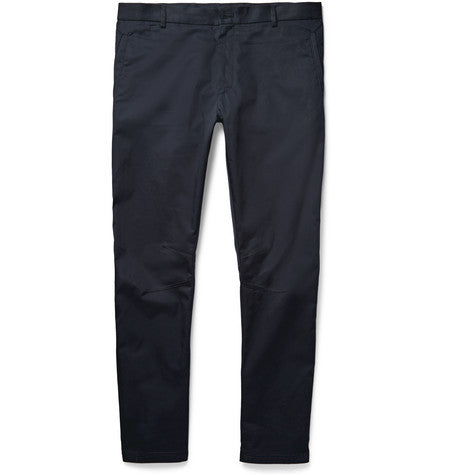 slim fit cotton gabardine biker trousers