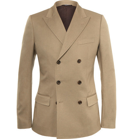 camel stretch cotton blend blazer