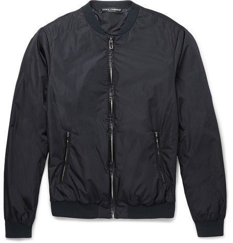leather trimmed shell bomber jacket