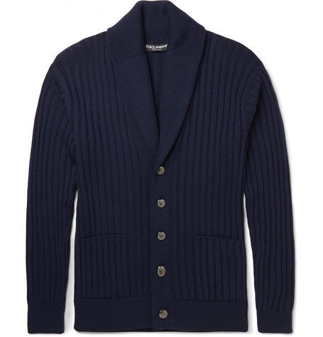 shawl collar virgin wool cardigan