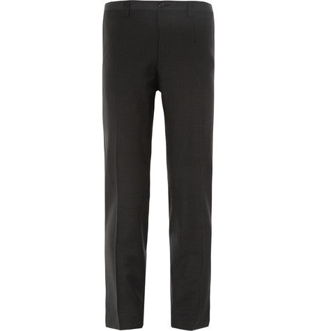 black slim fit wool blend tuxedo trousers