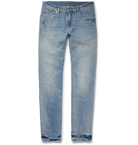 slim fit distressed stretch denim jeans