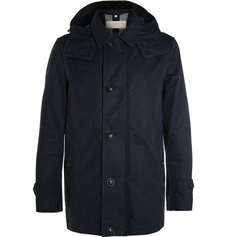 brit cotton blend hooded raincoat